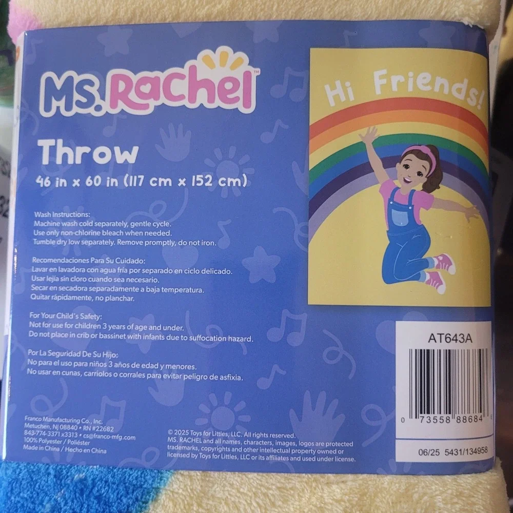 Ms Rachel Hi Friends‎ Throw Blanket 46 x 60 Rainbow Character Kids Child Youtube